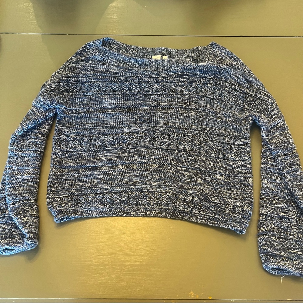 GAP Blue Marled Crewneck Sweater M petite